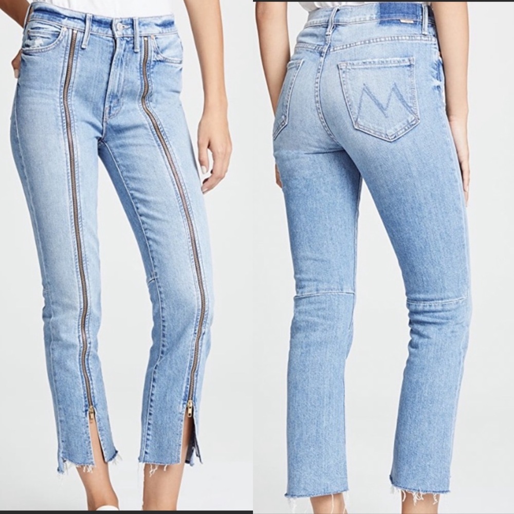 MOTHER High Waisted Rascal Zip Step Fray zipper jeans 
Color is Misbeliever
